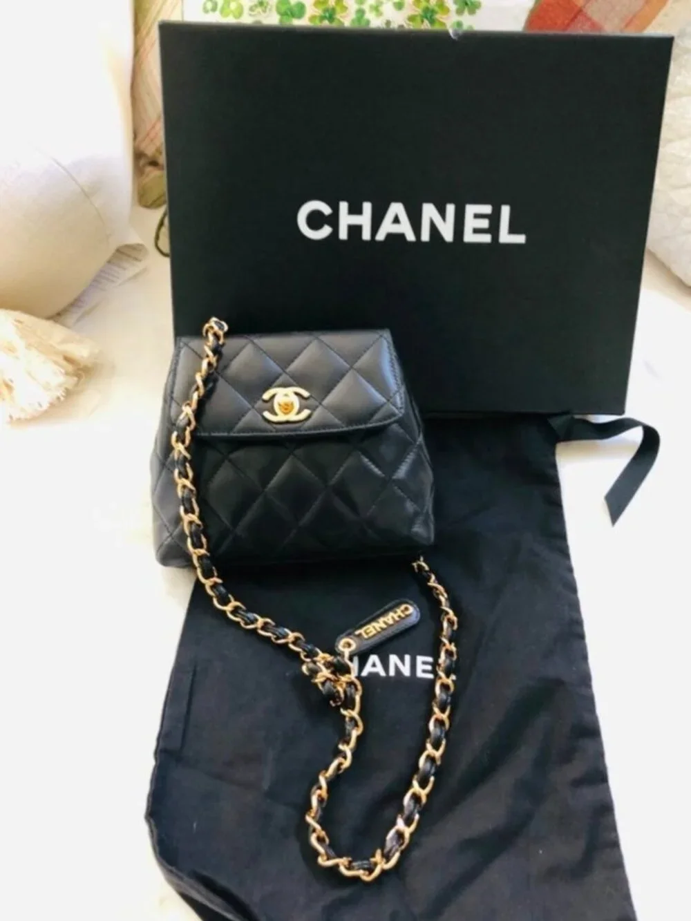 Chanel Black Purse Belt Bag with Chain runway Chanel RARE!